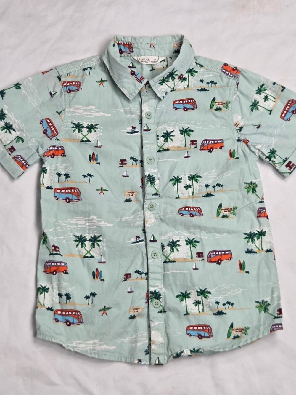 Beebay boys green conversational printed cotton casual shirt size 8 years
